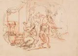 Bartholomäus Ignaz Weiss, Zugeschrieben - Odysseus und Kirke (Entwurf für eine Supraporte), Pen and ink drawing