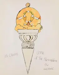 Ice Cream Cone by Andy Warhol, Um 1959, Watercolor, sold Dec 2014