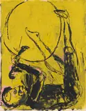 Georg Baselitz, Fahrradfahrer, 1982, Linocut in colors