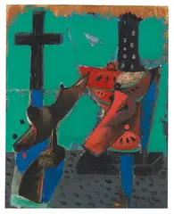 Melonen Kreuz oder Melonen Monstranzen by Markus Lüpertz, 1984/85, Oil, sold Dec 2014
