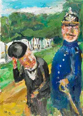 Die Verbeugung by Bernhard Heisig, 2005, Oil on canvas, sold Dec 2014