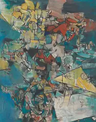 Heinz Schanz, Ohne Titel, 1955, Oil on fibreboard