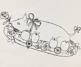 Andy Warhol, Piglet, Um 1959, India ink drawing