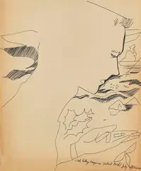 Jack Holding Crayons by Andy Warhol, Um 1956, Ball-point drawing, sold Dec 2014