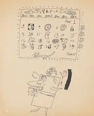 March Calendar by Andy Warhol, Um 1958, Ball-point drawing, sold Dec 2014