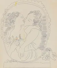 Couple Embracing by Andy Warhol, Ca. 1954/55, Ball-point drawing, sold Dec 2014