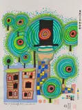 Friedensreich Hundertwasser, Friedensvertrag mit der Natur, 1986, Woodcut in colors
