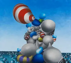 Peter Nagel, Zwei Ballonbläser, 1967, Egg tempera