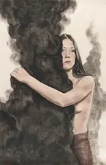 Iris van Dongen, Ohne Titel (Embrace), 2005, Charcoal