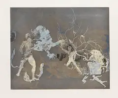 Jorge Castillo, Die Liebenden, 1973, Etching in colors