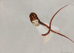 Cornelia Schleime, Mädchen mit Zopf, 1996, Gouache