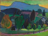Gabriele Münter, Der blaue Berg, 1908, Oil