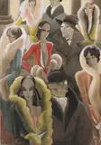 (d.i. Dörte Clara Wolff) Dodo, Straßenszene, Um 1928, Gouache