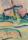 Windmühle (Eine Windmühle auf Fehmarn) by Ernst Ludwig Kirchner, Um 1908, Watercolor, sold Dec 2014