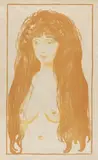 Edvard Munch, Weib mit rotem Haar und grünen Augen. Die Sünde, 1902, Lithograph in colors