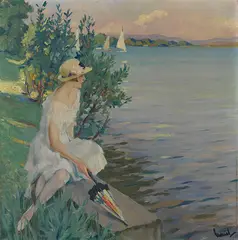 Auf der Seemauer by Edward Cucuel, 1920, Oil on canvas, sold Dec 2014