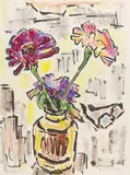 Zinnien in Vase by Karl Schmidt-Rottluff, 1968, Colored chalk, sold Dec 2014
