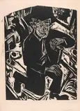 Ernst Ludwig Kirchner, Sitzender junger Bauer, 1920, Woodcut