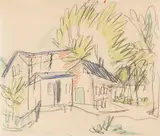 Häusergruppe vor Bäumen by Ernst Ludwig Kirchner, Um 1913, Pencil drawing, sold Dec 2014
