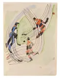 Hockeyspieler by Ernst Ludwig Kirchner, Um 1934, Pen and India ink drawing, sold Dec 2014