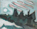 Werner Scholz, Rosa Wolken, 1970, Oil on fibreboard