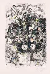 Le Bouquet blanc by Marc Chagall, 1969, Lithograph in colors, sold Dec 2014
