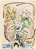 Blumenstrauss by Karl Schmidt-Rottluff, Wohl 1960, Chalks, sold Dec 2014
