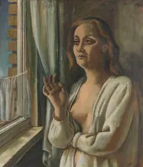 August Wilhelm Dreßler, Frau am Morgen (Am Fenster), 1923, Oil on canvas