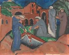 Begräbnis by Josef Eberz, 1915, Oil on cardboard, sold Dec 2014