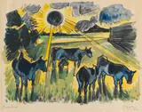 Max Pechstein, Kühe auf der Weide, 1923, Lithograph