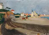 Leo von König, Stadt an der spanischen Küste, Um 1910, Oil on canvas