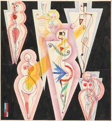 Karl Hermann Trinkaus, Liebespaare, 1926, Watercolor