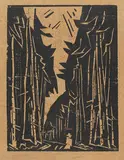 Lyonel Feininger, Weg im Tannenwald, 1918, Woodcut