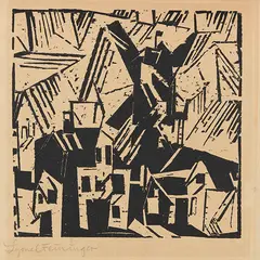 Windmühle in Werder by Lyonel Feininger, 1918, Woodcut, sold Dec 2014