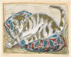 Katze by Otto Dix, 1959, Lithograph in colors, sold Dec 2014