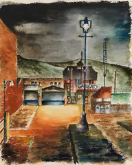 Häuser bei Nacht by Carl Grossberg, 1922, Watercolor, sold Dec 2014