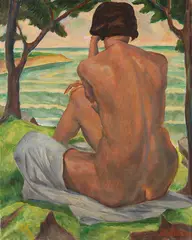 Hermann Mühlen, Rückenakt (Badende), 1953, Oil on canvas