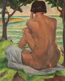Hermann Mühlen, Rückenakt (Badende), 1953, Oil on canvas
