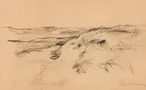 Max Liebermann, Dünenlandschaft (Studie zu "Karre in den Dünen"), 1887, Chalk drawing