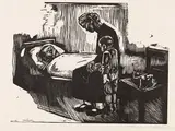 Käthe Kollwitz, Besuch im Krankenhaus, 1929, Woodcut
