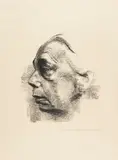Selbstbildnis im Profil by Käthe Kollwitz, 1927, Lithographie auf gelblich-glattem, imitiertem Japan, sold Dec 2014