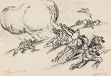 Otto Hohlt, Landung des Fesselballons, 1915, India Ink