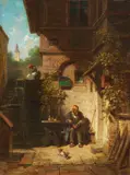 Carl Spitzweg, In Erwartung der Zeitung