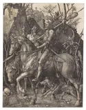 Der Reiter (Ritter, Tod und Teufel) by Albrecht Durer, 1513, Engraving, sold Nov 2014