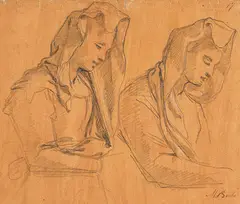 Mary Beale, Zugeschrieben - Figurenstudie, Chalk drawing