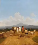 Wilhelm von Kobell, Bauer und Hirtenkinder in oberbayerischer Voralpenlandschaft