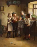 Edmund Adler, Der gelbe Kanarienvogel, Ca. 1920/30, Oil on canvas