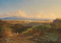 Karl Haase, Weite Tiberlandschaft mit Blick auf Rom, 1862, Oil on canvas
