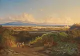 Karl Haase, Weite Tiberlandschaft mit Blick auf Rom, 1862, Oil on canvas