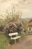 Jan Stanislawski, Die weiße Gartenbank, Ca. 1880/90, Oil on canvas